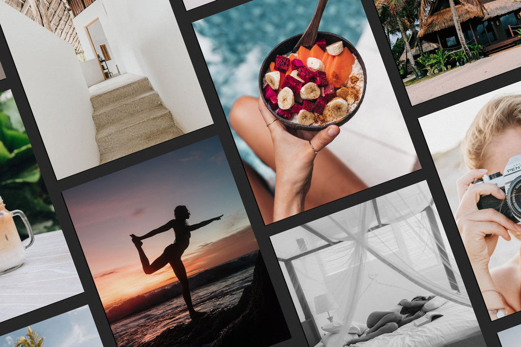 Collage of cool free stock photos by Mosaic Stock Shop, a curatorial resource making stock photo research easy.